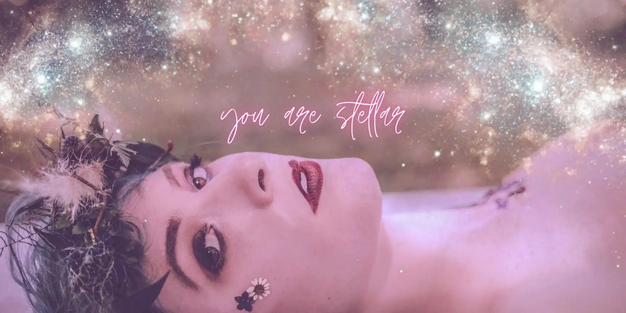 Woman with floral crown.