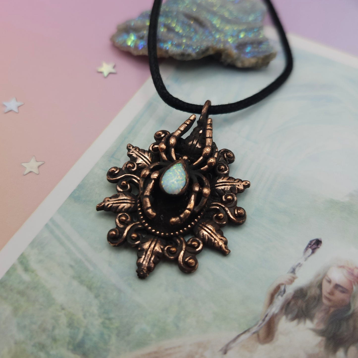 Dreamweaver Baroque Spider Opal Necklace